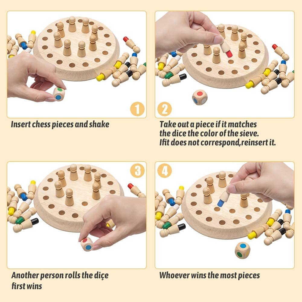 Wooden Memory Chess Game for Kids