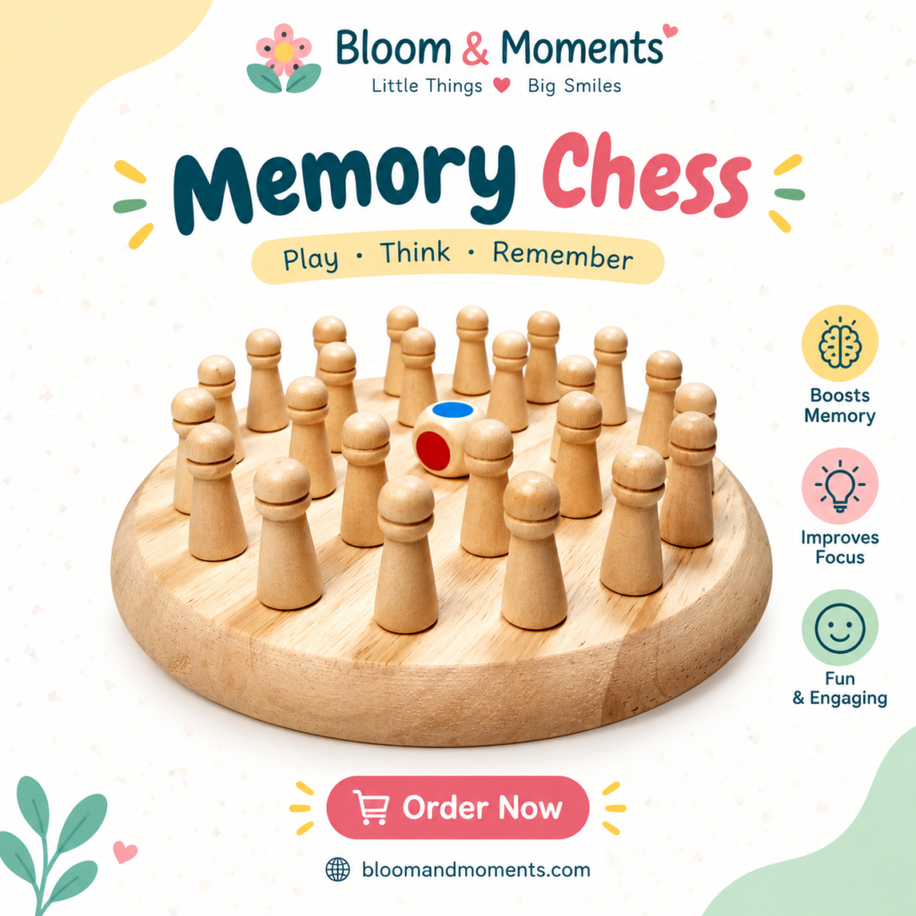 Wooden Memory Chess Game for Kids